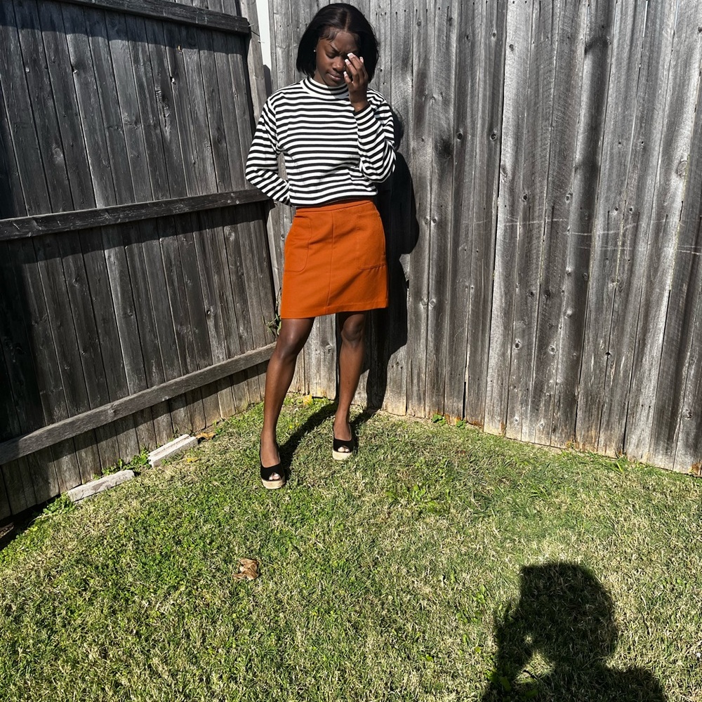 A-line orange skirt